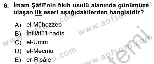 İslam Hukukuna Giriş Dersi 2018 - 2019 Yılı Yaz Okulu Sınav Soruları 6. Soru