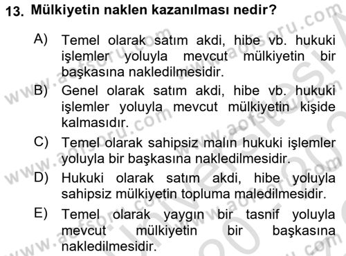İslam Hukukuna Giriş Dersi 2020 - 2021 Yılı Yaz Okulu Sınav Soruları 13. Soru