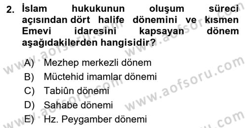 İslam Hukukuna Giriş Dersi 2020 - 2021 Yılı Yaz Okulu Sınav Soruları 2. Soru
