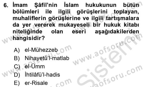 İslam Hukukuna Giriş Dersi 2020 - 2021 Yılı Yaz Okulu Sınav Soruları 6. Soru