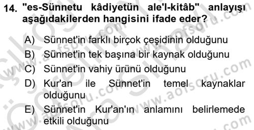 İslam Hukukuna Giriş Dersi 2021 - 2022 Yılı (Vize) Ara Sınav Soruları 14. Soru