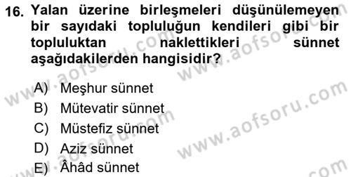 İslam Hukukuna Giriş Dersi 2021 - 2022 Yılı (Vize) Ara Sınav Soruları 16. Soru