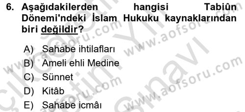 İslam Hukukuna Giriş Dersi 2021 - 2022 Yılı (Vize) Ara Sınav Soruları 6. Soru