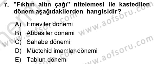 İslam Hukukuna Giriş Dersi 2021 - 2022 Yılı (Vize) Ara Sınav Soruları 7. Soru