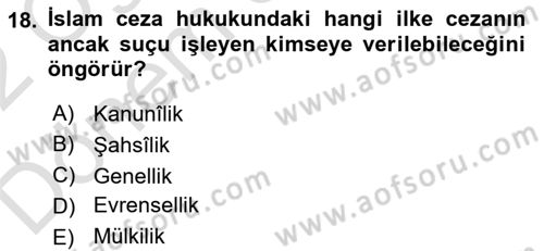 İslam Hukukuna Giriş Dersi 2021 - 2022 Yılı (Final) Dönem Sonu Sınav Soruları 18. Soru