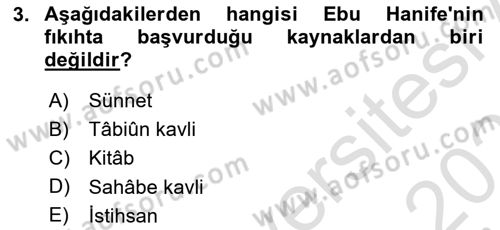 İslam Hukukuna Giriş Dersi 2021 - 2022 Yılı (Final) Dönem Sonu Sınav Soruları 3. Soru