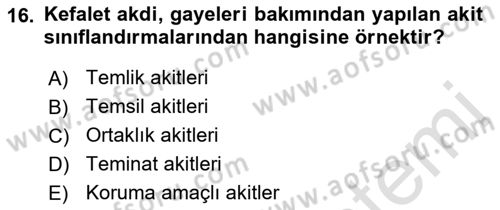 İslam Hukukuna Giriş Dersi 2021 - 2022 Yılı Yaz Okulu Sınav Soruları 16. Soru