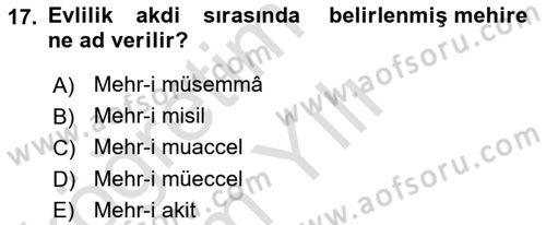 İslam Hukukuna Giriş Dersi 2021 - 2022 Yılı Yaz Okulu Sınav Soruları 17. Soru