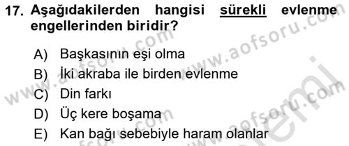 İslam Hukukuna Giriş Dersi 2022 - 2023 Yılı Yaz Okulu Sınav Soruları 17. Soru