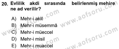 İslam Hukukuna Giriş Dersi 2022 - 2023 Yılı Yaz Okulu Sınav Soruları 20. Soru