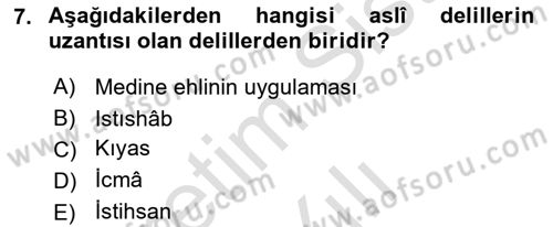 İslam Hukukuna Giriş Dersi 2022 - 2023 Yılı Yaz Okulu Sınav Soruları 7. Soru
