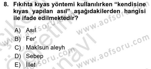 İslam Hukukuna Giriş Dersi 2022 - 2023 Yılı Yaz Okulu Sınav Soruları 8. Soru