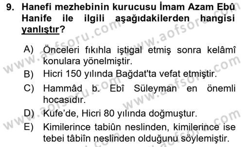 İslam Hukukuna Giriş Dersi 2023 - 2024 Yılı (Vize) Ara Sınav Soruları 9. Soru