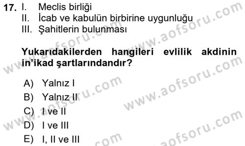 İslam Hukukuna Giriş Dersi 2023 - 2024 Yılı (Final) Dönem Sonu Sınav Soruları 17. Soru