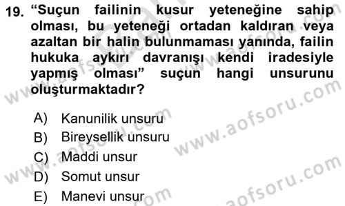 İslam Hukukuna Giriş Dersi 2023 - 2024 Yılı (Final) Dönem Sonu Sınav Soruları 19. Soru