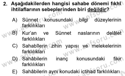 İslam Hukukuna Giriş Dersi 2023 - 2024 Yılı (Final) Dönem Sonu Sınav Soruları 2. Soru