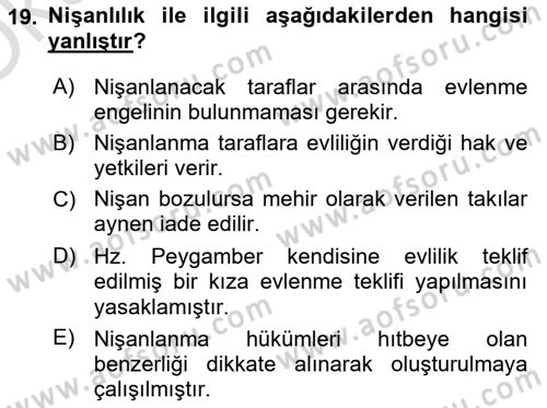 İslam Hukukuna Giriş Dersi 2023 - 2024 Yılı Yaz Okulu Sınav Soruları 19. Soru