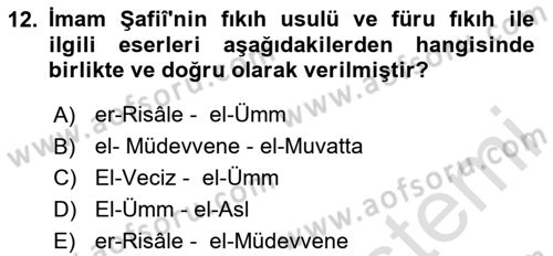 İslam Hukukuna Giriş Dersi 2024 - 2025 Yılı (Vize) Ara Sınav Soruları 12. Soru