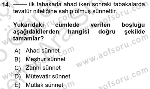 İslam Hukukuna Giriş Dersi 2024 - 2025 Yılı (Vize) Ara Sınav Soruları 14. Soru