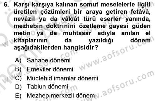 İslam Hukukuna Giriş Dersi 2024 - 2025 Yılı (Vize) Ara Sınav Soruları 6. Soru