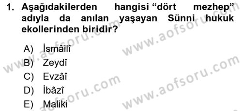 İslam Hukukuna Giriş Dersi 2024 - 2025 Yılı (Final) Dönem Sonu Sınav Soruları 1. Soru