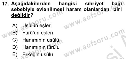 İslam Hukukuna Giriş Dersi 2024 - 2025 Yılı Yaz Okulu Sınav Soruları 17. Soru
