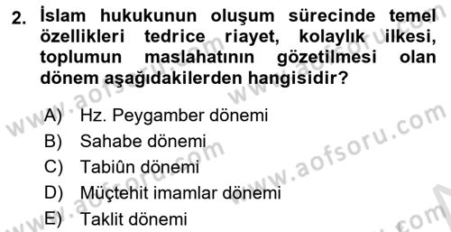 İslam Hukukuna Giriş Dersi 2024 - 2025 Yılı Yaz Okulu Sınav Soruları 2. Soru