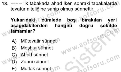 İslam Hukukuna Giriş Dersi 2025 - 2026 Yılı (Vize) Ara Sınav Soruları 13. Soru