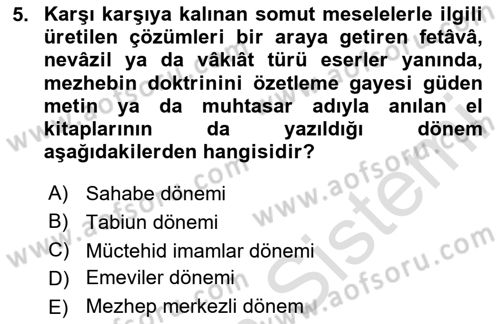 İslam Hukukuna Giriş Dersi 2025 - 2026 Yılı (Vize) Ara Sınav Soruları 5. Soru