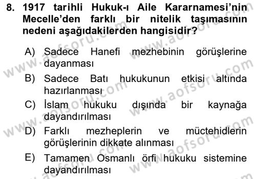 İslam Hukukuna Giriş Dersi 2025 - 2026 Yılı (Vize) Ara Sınav Soruları 8. Soru
