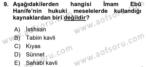 İslam Hukukuna Giriş Dersi 2025 - 2026 Yılı (Vize) Ara Sınav Soruları 9. Soru