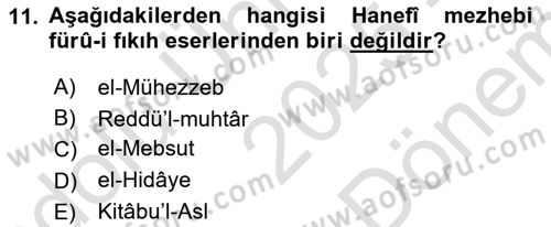 İslam Hukukuna Giriş Dersi 2025 - 2026 Yılı (Final) Dönem Sonu Sınav Soruları 11. Soru