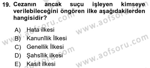 İslam Hukukuna Giriş Dersi 2025 - 2026 Yılı (Final) Dönem Sonu Sınav Soruları 19. Soru