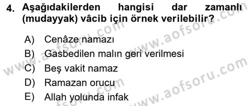 İslam Hukukuna Giriş Dersi 2025 - 2026 Yılı (Final) Dönem Sonu Sınav Soruları 4. Soru