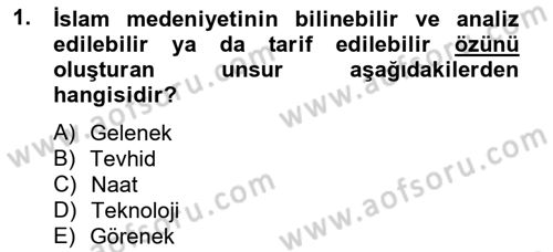 İslam Kurumları ve Medeniyeti Dersi 2012 - 2013 Yılı (Vize) Ara Sınav Soruları 1. Soru