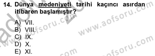 İslam Kurumları ve Medeniyeti Dersi 2012 - 2013 Yılı (Vize) Ara Sınav Soruları 14. Soru