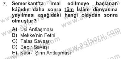 İslam Kurumları ve Medeniyeti Dersi 2012 - 2013 Yılı Tek Ders Sınav Soruları 7. Soru