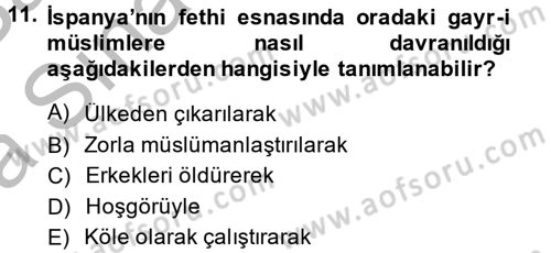 İslam Kurumları ve Medeniyeti Dersi 2013 - 2014 Yılı (Vize) Ara Sınav Soruları 11. Soru