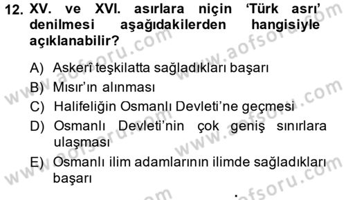 İslam Kurumları ve Medeniyeti Dersi 2013 - 2014 Yılı (Vize) Ara Sınav Soruları 12. Soru