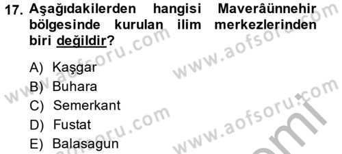 İslam Kurumları ve Medeniyeti Dersi 2013 - 2014 Yılı (Vize) Ara Sınav Soruları 17. Soru
