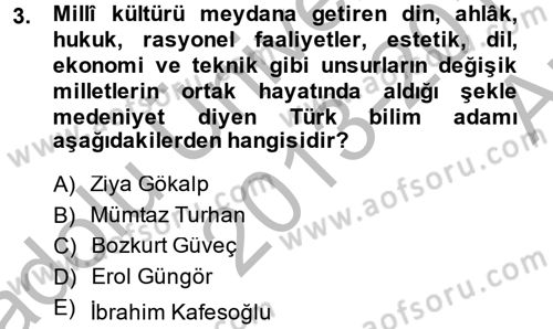 İslam Kurumları ve Medeniyeti Dersi 2013 - 2014 Yılı (Vize) Ara Sınav Soruları 3. Soru