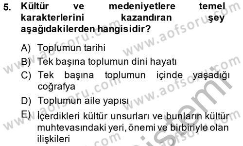 İslam Kurumları ve Medeniyeti Dersi 2013 - 2014 Yılı (Vize) Ara Sınav Soruları 5. Soru