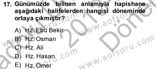 İslam Kurumları ve Medeniyeti Dersi 2013 - 2014 Yılı (Final) Dönem Sonu Sınav Soruları 17. Soru