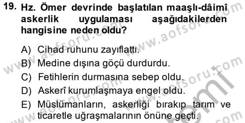 İslam Kurumları ve Medeniyeti Dersi 2013 - 2014 Yılı (Final) Dönem Sonu Sınav Soruları 19. Soru