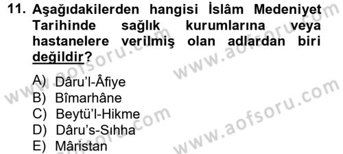İslam Kurumları ve Medeniyeti Dersi 2013 - 2014 Yılı Tek Ders Sınav Soruları 11. Soru