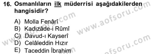 İslam Kurumları ve Medeniyeti Dersi 2013 - 2014 Yılı Tek Ders Sınav Soruları 16. Soru