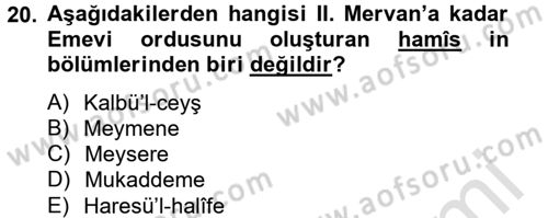 İslam Kurumları ve Medeniyeti Dersi 2013 - 2014 Yılı Tek Ders Sınav Soruları 20. Soru