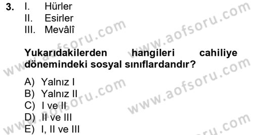 İslam Kurumları ve Medeniyeti Dersi 2013 - 2014 Yılı Tek Ders Sınav Soruları 3. Soru