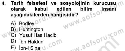 İslam Kurumları ve Medeniyeti Dersi 2013 - 2014 Yılı Tek Ders Sınav Soruları 4. Soru