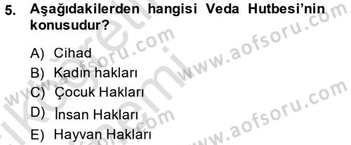 İslam Kurumları ve Medeniyeti Dersi 2013 - 2014 Yılı Tek Ders Sınav Soruları 5. Soru